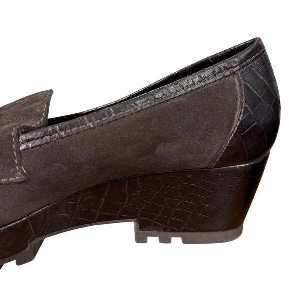 Donald J Pliner Riza Womens Brown Wedge Suede Leather Slip On Shoes Loafers 8.5 - Picture 4 of 16